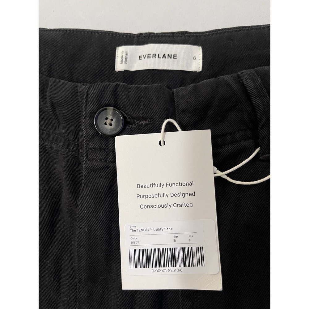NWT Everlane Barrel Utility Pants Cotton Stretch Black Women's Size 6 - Picture 3 of 7